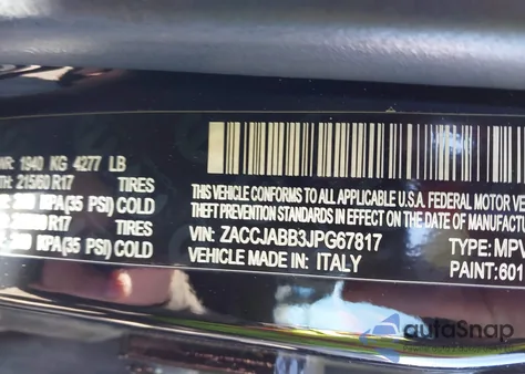 2018 Jeep Renegade Latitude Fwd из США, поврежденный, VIN ZACCJABB3JPG67817